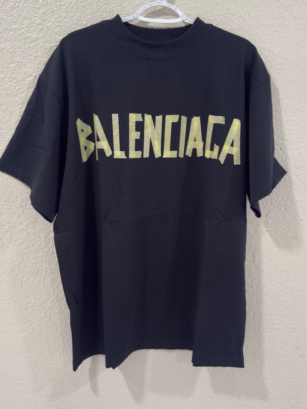 Balenciaga Black T-Shirt with Pale Yellow Logo size Large oversized LIKE XL